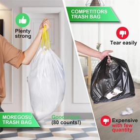 img 2 attached to 80 Count Small Garbage Bags - Thicken Material Bin Liners for Office, Home, Bathroom, Kitchen by MOREGOSU - Drawstring, 4 Gallon Capacity