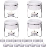 🔥 hiware 4-piece ceramic butter warmers set with 16-piece tealight candles – perfect for seafood and fondue, dishwasher safe logo