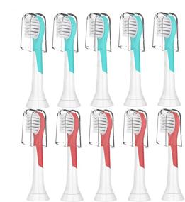 img 4 attached to Premium Kids' Toothbrush Replacement Heads - Compatible with Philips Sonicare for Kids | Ages 3-7 | Red & Green