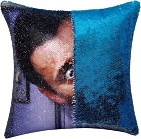 img 3 attached to Joseph Tribbiani Magic Reversible Sequin Pillow Custom Cover | Friends TV Show Gift | 16x16 Inches | for Him/Her (Lake Blue, Pack of 1)