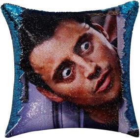 img 2 attached to Joseph Tribbiani Magic Reversible Sequin Pillow Custom Cover | Friends TV Show Gift | 16x16 Inches | for Him/Her (Lake Blue, Pack of 1)