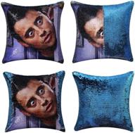 joseph tribbiani magic reversible sequin pillow custom cover | friends tv show gift | 16x16 inches | for him/her (lake blue, pack of 1) логотип