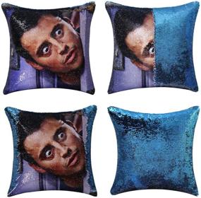 img 4 attached to Joseph Tribbiani Magic Reversible Sequin Pillow Custom Cover | Friends TV Show Gift | 16x16 Inches | for Him/Her (Lake Blue, Pack of 1)