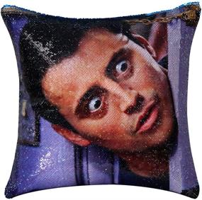 img 1 attached to Joseph Tribbiani Magic Reversible Sequin Pillow Custom Cover | Friends TV Show Gift | 16x16 Inches | for Him/Her (Lake Blue, Pack of 1)