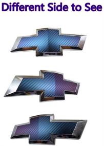 img 3 attached to 🚗 Chevy Bowtie Emblem Overlay - 2 pc Carbon Fiber Vinyl Decal Wrap Sheets for Front/Back (Color Shift - Blue to Purple)