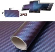 🚗 chevy bowtie emblem overlay - 2 pc carbon fiber vinyl decal wrap sheets for front/back (color shift - blue to purple) logo