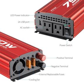 img 2 attached to 🔌 POTEK 750W Car Power Inverter DC 12V to AC 115V Converter with 2A USB Charging Port