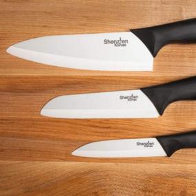 img 1 attached to 🔪 Versatile 3-Piece Ceramic Knife Set by Shenzhen Knives: Chef's, Slicing, and Paring Knives