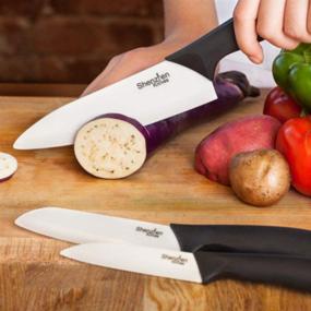 img 2 attached to 🔪 Versatile 3-Piece Ceramic Knife Set by Shenzhen Knives: Chef's, Slicing, and Paring Knives