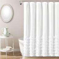 lush decor avery ruffled shower curtain, shabby chic farmhouse style bathroom accessory, 72 in x 72 in, white logo