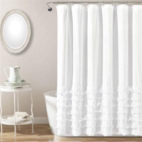 img 4 attached to Lush Decor Avery Ruffled Shower Curtain, Shabby Chic Farmhouse Style Bathroom Accessory, 72 in x 72 in, White