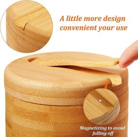 img 2 attached to 🎍 Bamboo Salt and Pepper Seasoning Box - Salt Cellar with Bamboo Sugar Box, Magnetic Swivel Lids, Mini Bamboo Spoons - Kitchen Storage Containers for Pepper Spice - Ideal Kitchen Tool (1 Piece)