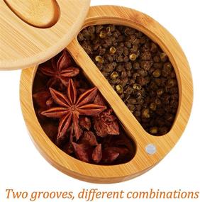 img 1 attached to 🎍 Bamboo Salt and Pepper Seasoning Box - Salt Cellar with Bamboo Sugar Box, Magnetic Swivel Lids, Mini Bamboo Spoons - Kitchen Storage Containers for Pepper Spice - Ideal Kitchen Tool (1 Piece)