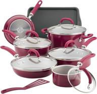 🍳 rachael ray 13-piece nonstick cookware set in burgundy shimmer - create delicious logo