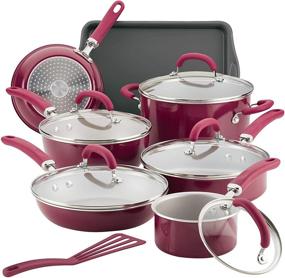 img 4 attached to 🍳 Rachael Ray 13-Piece Nonstick Cookware Set in Burgundy Shimmer - Create Delicious