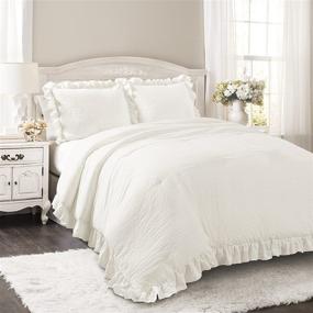 img 4 attached to 🛏️ Lush Decor Reyna Comforter White Ruffled 3 Piece Set: Full Queen with Pillow Shams - Stylish, Cozy, and Elegant Bedding