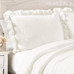 img 3 attached to 🛏️ Lush Decor Reyna Comforter White Ruffled 3 Piece Set: Full Queen with Pillow Shams - Stylish, Cozy, and Elegant Bedding