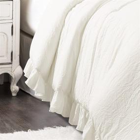 img 2 attached to 🛏️ Lush Decor Reyna Comforter White Ruffled 3 Piece Set: Full Queen with Pillow Shams - Stylish, Cozy, and Elegant Bedding