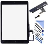 front glass replacement with home button for 2017 ipad 9.7 (a1822, a1823) - touch screen digitizer + repair kit (lcd not included) + preinstalled adhesive - black logo