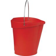 red round heavy duty plastic pail with stainless steel handle - vikan 56864, 3 gal logo