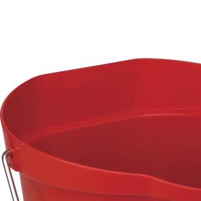 img 3 attached to Red Round Heavy Duty Plastic Pail with Stainless Steel Handle - Vikan 56864, 3 gal