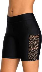 img 4 attached to High Waisted Tankini Swimwear Shorts for Women - Beautyin Boardshort Swim Bottom