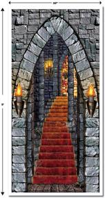 img 3 attached to 🏰 Medieval Theme Halloween Party Supplies: Beistle Castle Entrance Door Cover - Indoor/Outdoor Plastic Décor, 30"x 5', Multicolored