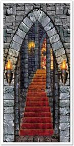 img 4 attached to 🏰 Medieval Theme Halloween Party Supplies: Beistle Castle Entrance Door Cover - Indoor/Outdoor Plastic Décor, 30"x 5', Multicolored