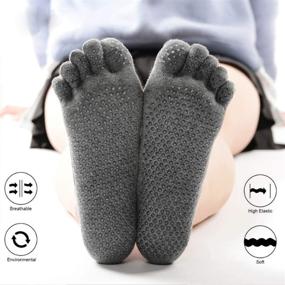 img 2 attached to 🧦 R.PRINCE Women's Toe Yoga Socks with Grips - Non Slip Pilates Socks for Barre, Ballet, Fitness