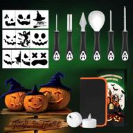 🎃 halloween pumpkin carving kit 2021: 6pcs professional stainless steel tools set with led candles & stencils logo