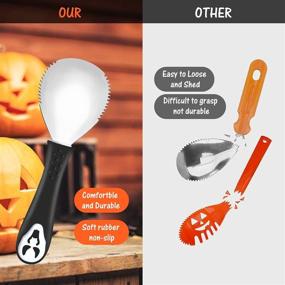 img 2 attached to 🎃 Halloween Pumpkin Carving Kit 2021: 6pcs Professional Stainless Steel Tools Set with LED Candles & Stencils