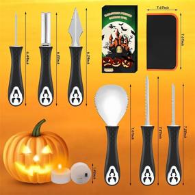 img 3 attached to 🎃 Halloween Pumpkin Carving Kit 2021: 6pcs Professional Stainless Steel Tools Set with LED Candles & Stencils