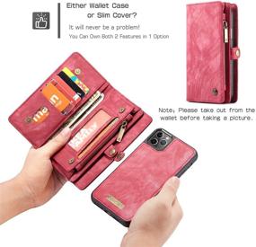 img 1 attached to Zttopo Wallet Case for iPhone 12 Pro Max - 2 in 1 Leather Zipper, Detachable Magnetic, 11 Card Slots, Money Pocket, Screen Protector Included, 6.7 Inch - Red