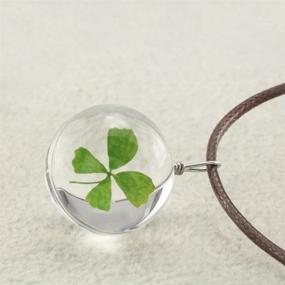 img 3 attached to 🍀 Dried Leaves Lucky 4-Leaf Clover Pendant Necklace: FM FM42 in Glass Ball - FN4010