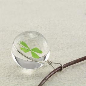 img 2 attached to 🍀 Dried Leaves Lucky 4-Leaf Clover Pendant Necklace: FM FM42 in Glass Ball - FN4010