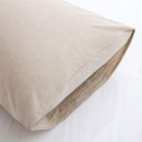 img 1 attached to 🛏️ Premium 100% Washed Cotton Duvet Cover Queen Size - Soft & Fade-Resistant Bedding Set in Khaki - No Comforter Included - 90x90 Inches