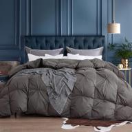 🛌 pinch pleat grey king size duvet insert - 100% egyptian cotton cover, 1200 thread count - 750+ fill power - all seasons cozy & warm comforter king-106x90inches - premium pebed goose down logo