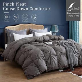 img 3 attached to 🛌 Pinch Pleat Grey King Size Duvet Insert - 100% Egyptian Cotton Cover, 1200 Thread Count - 750+ Fill Power - All Seasons Cozy & Warm Comforter King-106x90Inches - Premium Pebed Goose Down