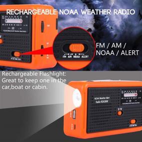 img 3 attached to 📻 Мощное штатное радио: солнечное и ручное приводы, портативное, FM/AM NOAA погодное, предупреждение, USB-зарядное устройство, светодиодный фонарь, зарядное устройство для мобильного телефона (черное)