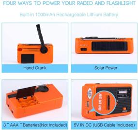 img 2 attached to 📻 Мощное штатное радио: солнечное и ручное приводы, портативное, FM/AM NOAA погодное, предупреждение, USB-зарядное устройство, светодиодный фонарь, зарядное устройство для мобильного телефона (черное)