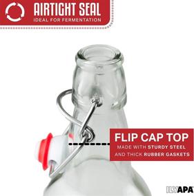 img 1 attached to 🍾 16oz Clear Swing Top Glass Bottles for Home Brewing - Carbonated Drinks, Kombucha, Kefir, Soda, Juice, Fermentation - 12 Pack Glass Bottles with Airtight Rubber Seal Flip Caps