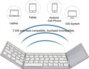 img 2 attached to 💻 Складная Bluetooth-клавиатура Aurtec с сенсорной панелью: переносная мини-клавиатура с поддержкой зарядки, беспроводная, для ПК, планшетов Samsung, Android, iOS и смартфонов - темно-серебристая.