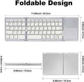 img 3 attached to 💻 Складная Bluetooth-клавиатура Aurtec с сенсорной панелью: переносная мини-клавиатура с поддержкой зарядки, беспроводная, для ПК, планшетов Samsung, Android, iOS и смартфонов - темно-серебристая.