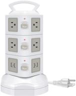 🔌 универсальная зарядная станция с защитой от перенапряжения - glcon power strip tower с 4 портами usb + 10 розетками + кабелем продления длиной 6 футов - вертикальная розетка для электроприборов (белая) логотип