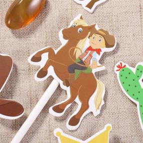 img 1 attached to 🤠 Amosfun 72PCS Cowboy Cupcake Toppers for Little Western Cowboy Party and Birthday Cakes