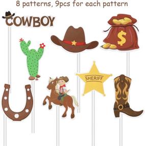 img 2 attached to 🤠 Amosfun 72PCS Cowboy Cupcake Toppers for Little Western Cowboy Party and Birthday Cakes