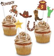 🤠 amosfun 72pcs cowboy cupcake toppers for little western cowboy party and birthday cakes логотип