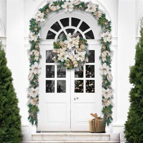 img 3 attached to 🎄 Premium Valery Madelyn Pre-Lit 6ft Champagne Gold Christmas Garland with LED Lights and Ornaments - Stunning Xmas Decor for Front Door, Window, Fireplace Mantle - Battery Operated