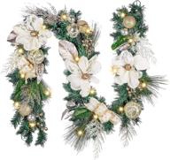 🎄 premium valery madelyn pre-lit 6ft champagne gold christmas garland with led lights and ornaments - stunning xmas decor for front door, window, fireplace mantle - battery operated logo