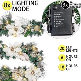 img 1 attached to 🎄 Premium Valery Madelyn Pre-Lit 6ft Champagne Gold Christmas Garland with LED Lights and Ornaments - Stunning Xmas Decor for Front Door, Window, Fireplace Mantle - Battery Operated